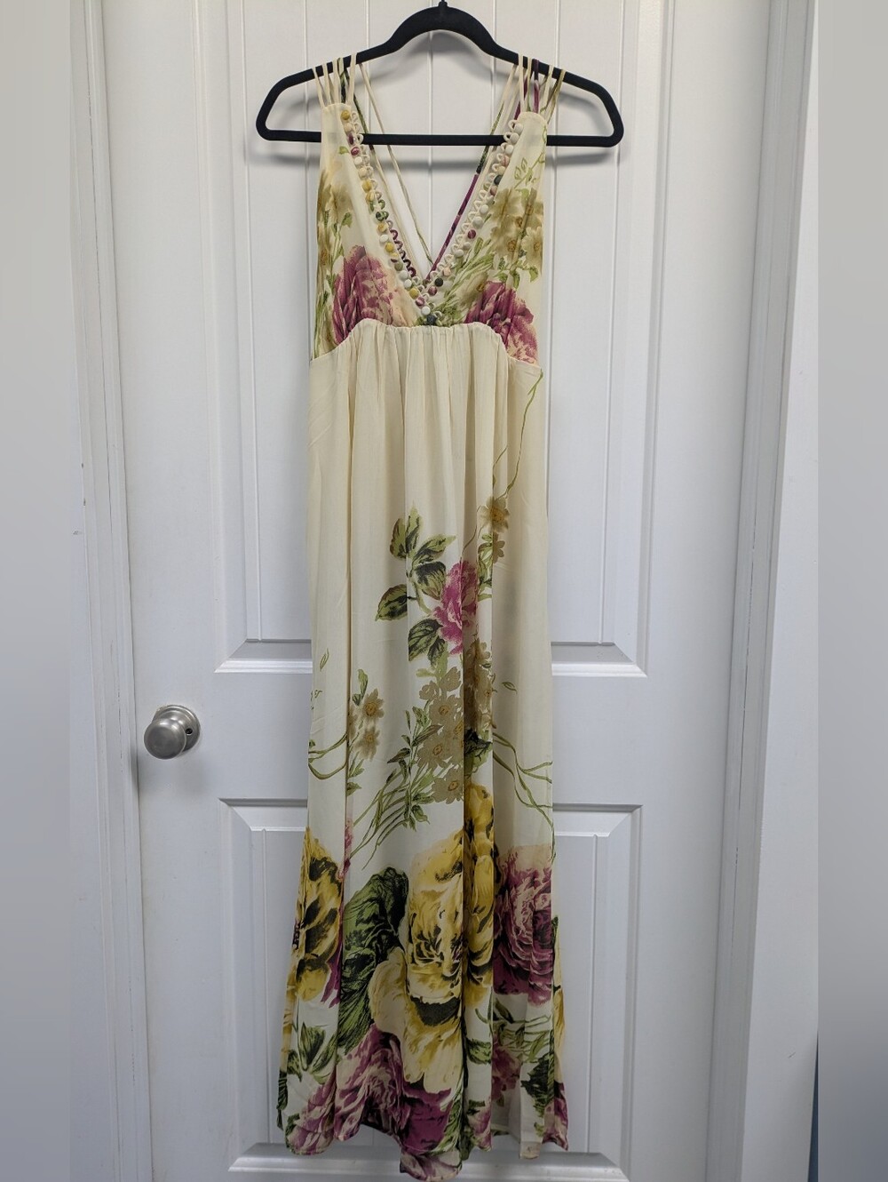 Blue Tassel Romantic Floral Dress -Anthropologie Brand